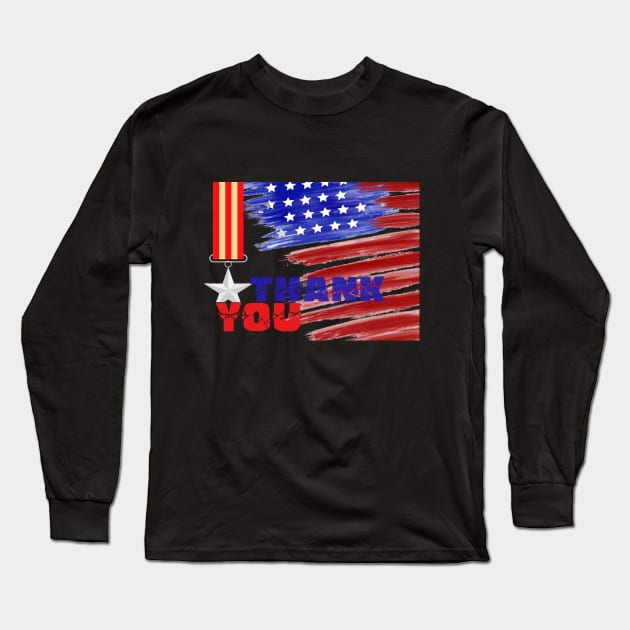 American flag veterans day holiday Gift Long Sleeve T-Shirt by Flipodesigner